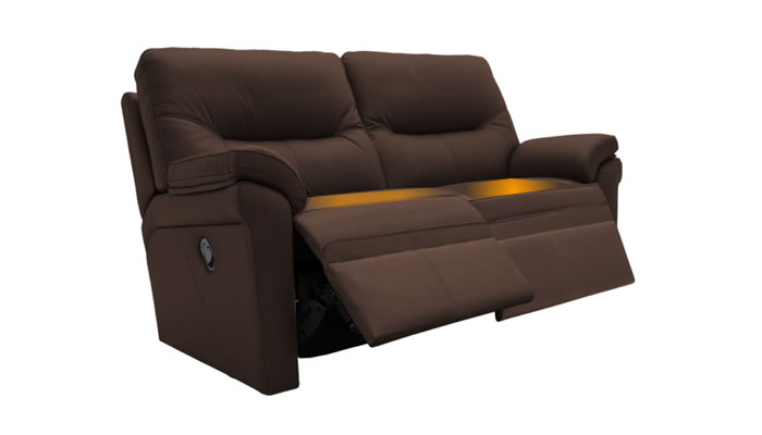 G Plan Seattle Heated Leather 2 Seater Manual Recliner Capri Oak